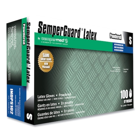 Semperguard SemperGuard, Disposable Gloves, 4 mil Palm, Latex, Powdered, S, 1000 PK, Cream INDPS102